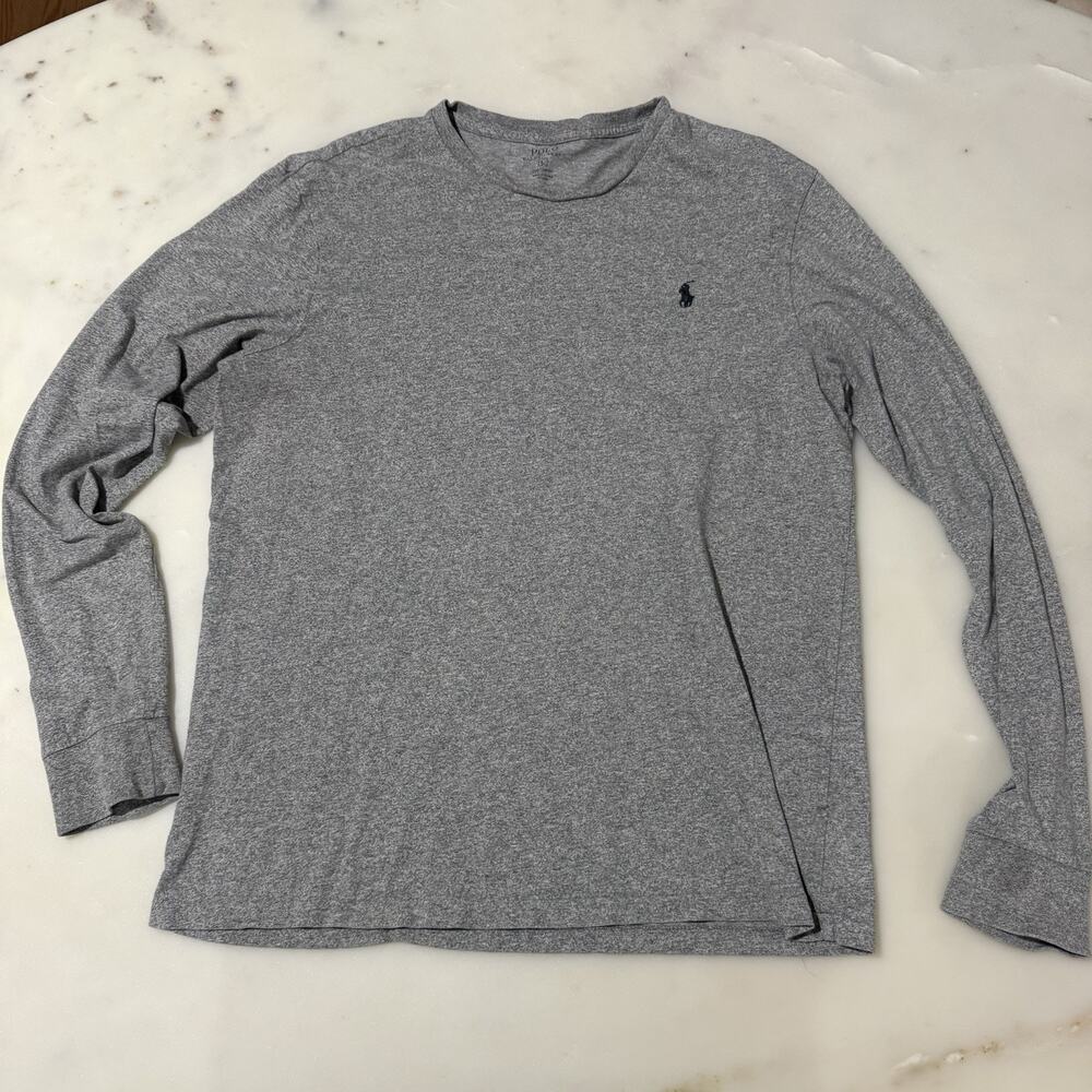Polo Ralph Lauren Men’s L Gray Crewneck Pony Logo Casual Long Sleeve T Shirt
